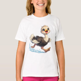 Camiseta Dibujo de avestruz lindo feliz aventura