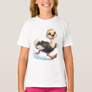 Camiseta Dibujo de avestruz lindo feliz aventura