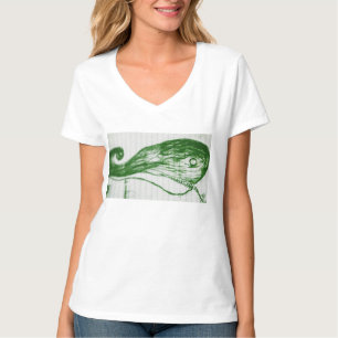 Camiseta dibujo de ballena verde manga anime caricatura