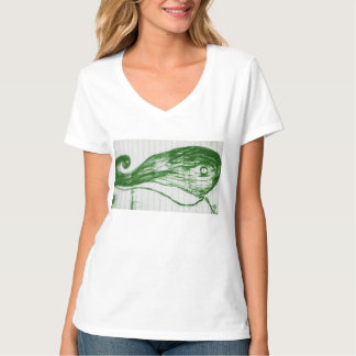 Camiseta dibujo de ballena verde manga anime caricatura