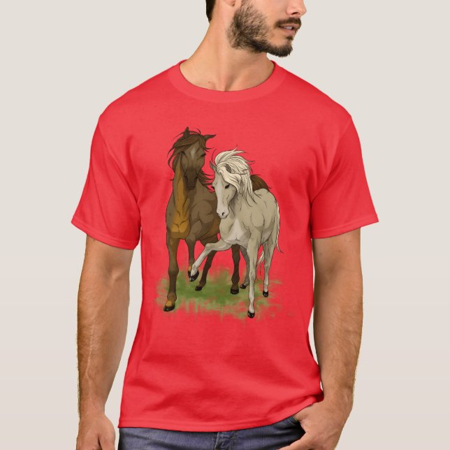 Camiseta Dibujo de caballos amantes (Anverso)