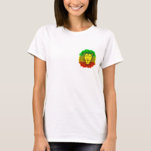 Camiseta Dibujo de cabeza de león Rasta rojo amarillo verde