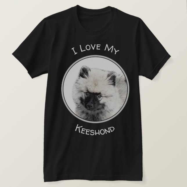 Camiseta Dibujo de cachorros de Keeshond - Arte de perros o (Anverso del diseño)