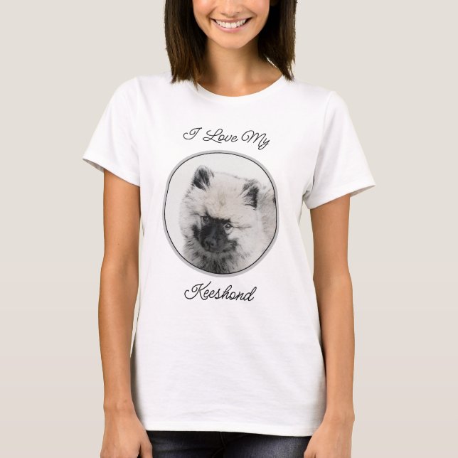 Camiseta Dibujo de cachorros de Keeshond - Arte de perros o (Anverso)