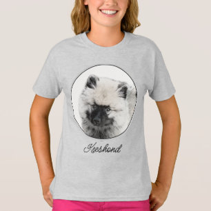 Camiseta Dibujo de cachorros de Keeshond - Arte de perros o