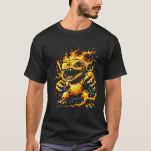 Camiseta Dibujo de calle de monstruo Digimon bestia de fueg