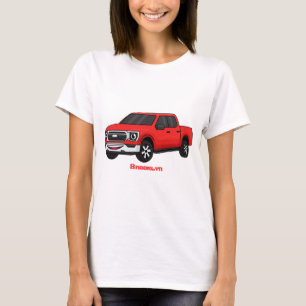 Camiseta Dibujo de camioneta pickup roja adorable estilo ca