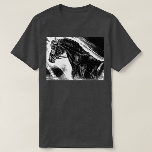 Camiseta Dibujo de carbón vegetal en portada de caballos ne (Diseño del anverso)