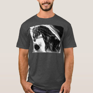 Camiseta Dibujo de carbón vegetal en portada de caballos ne