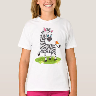 Camiseta Dibujo de cebra bebé con mariposa-23960