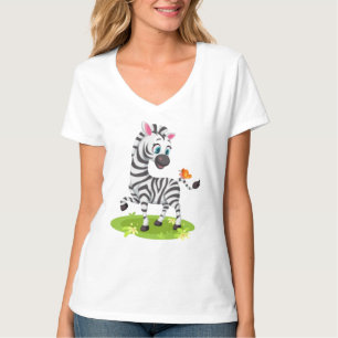 Camiseta Dibujo de cebra bebé con mariposa-23960