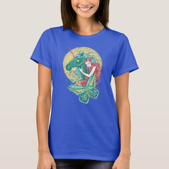 Camiseta Dibujo De Chica Dulce Y Unicornio (Anverso)