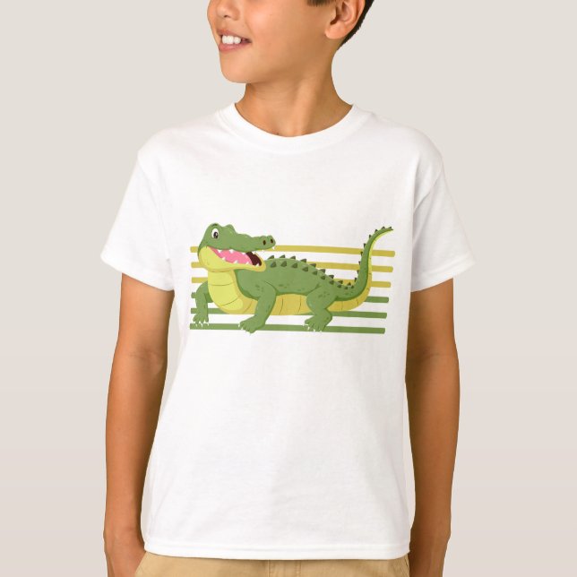 Camiseta Dibujo de Cocodrilo Alegre - Ilustración de Animal (Anverso)