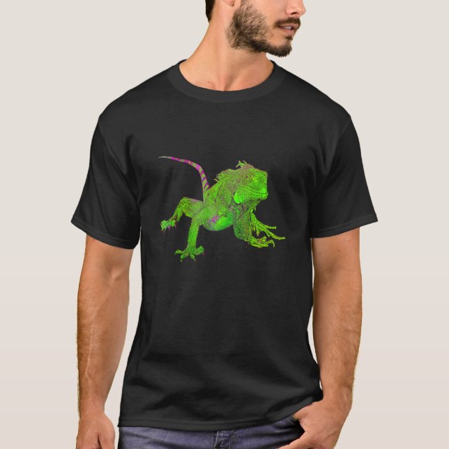 Camiseta Dibujo de color de iguana (Anverso)