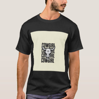Camiseta Dibujo de cómic de una calavera de vaca central co