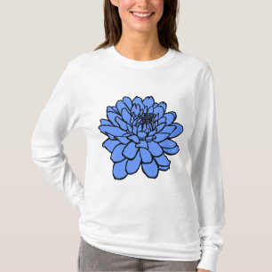Camiseta Dibujo de crisantemo - Azul negro y azul bebé