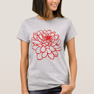 Camiseta Dibujo de crisantemo - Rojo