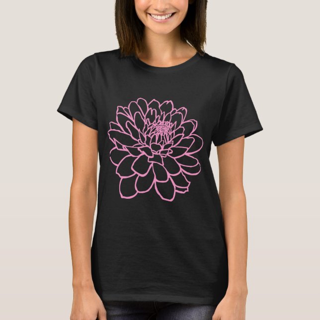 Camiseta Dibujo de crisantemo - Rosa (Anverso)