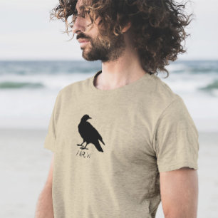 Camiseta Dibujo de cuervo y silueta de 'naw' en negro