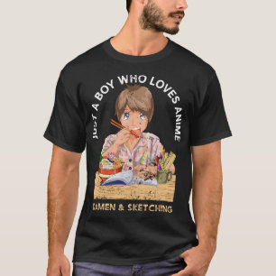 Camiseta Dibujo de Doodle Nodos Ramen Kawaii Regalo de niño
