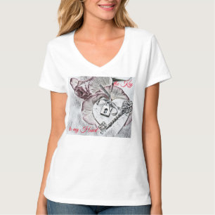 Camiseta Dibujo de época "La clave de mi corazón" texto