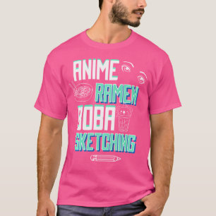 Camiseta Dibujo de esbozo - Esbozo de Anime Ramen Boba