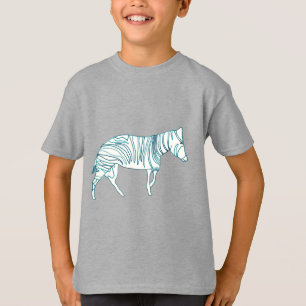 Camiseta Dibujo de esquema de cebra Verde azulado en camise