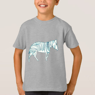 Camiseta Dibujo de esquema de cebra Verde azulado en camise
