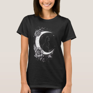 Camiseta Dibujo De Estrellas De Flores De Luna Creciente