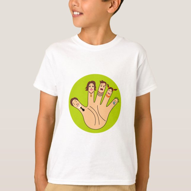 Camiseta Dibujo de familia de dedos (Anverso)