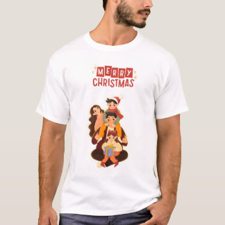 Camiseta Dibujo de familia navideña adorable - Feliz Navida