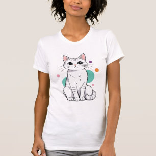 Camiseta Dibujo de gato blanco kawaii lindo