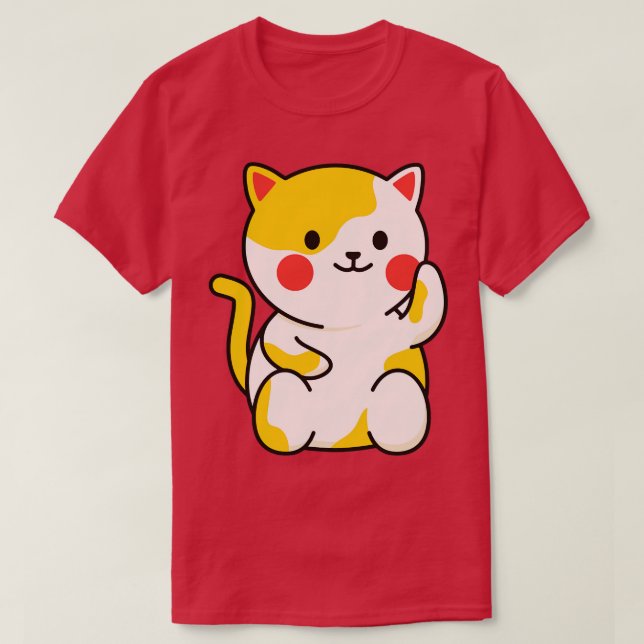 Camiseta Dibujo de Gato de Buena Suerte (Diseño del anverso)
