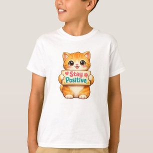 Camiseta Dibujo de gato lindo Mantén la positividad