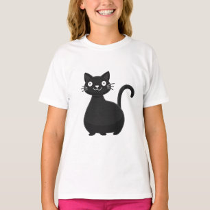 Camiseta Dibujo de gato negro divertido con ojos grandes