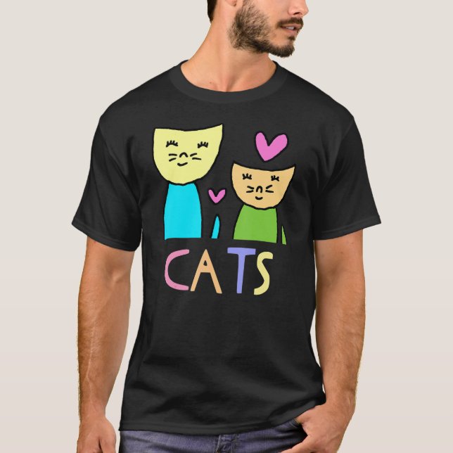 Camiseta Dibujo De Gatos De Amor Por Jad Fair (Anverso)