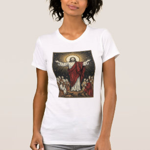 Camiseta Dibujo de grabado cristiano Gloria radiante Jesús