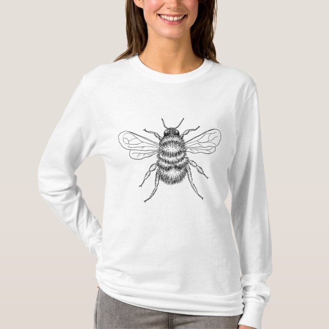 Camiseta Dibujo de insectos de abejorros en el jardín (Anverso)