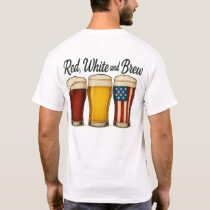 Camiseta Dibujo de la bandera estadounidense de color blanc