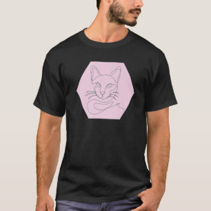 Camiseta Dibujo de la línea de la cabeza del gato minimalis