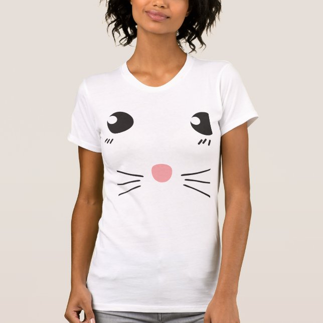 Camiseta Dibujo de la línea de la cara del gato (Anverso)