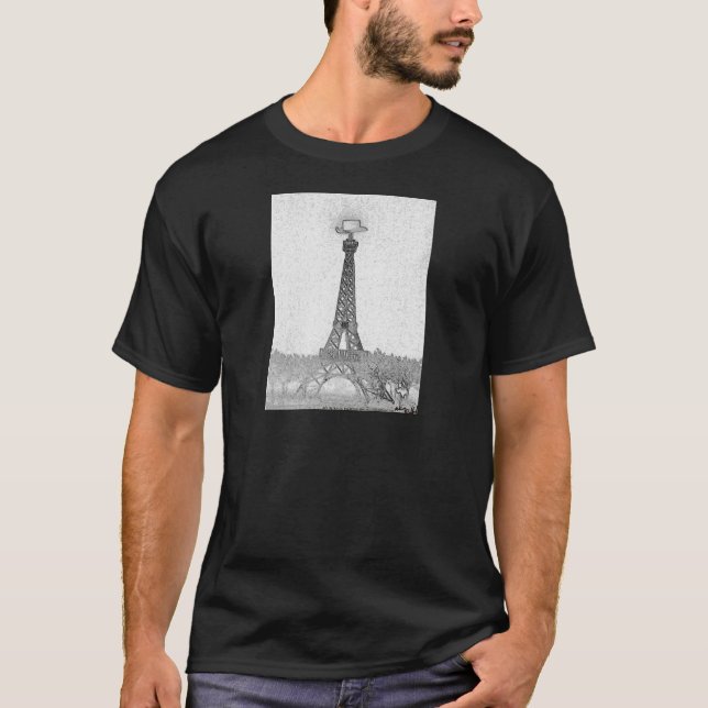 Camiseta Dibujo de la torre Eiffel de París, Tejas (Anverso)