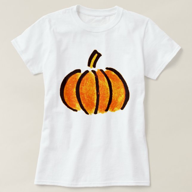 Camiseta Dibujo de lápiz de calabaza de Halloween, calabaza (Diseño del anverso)