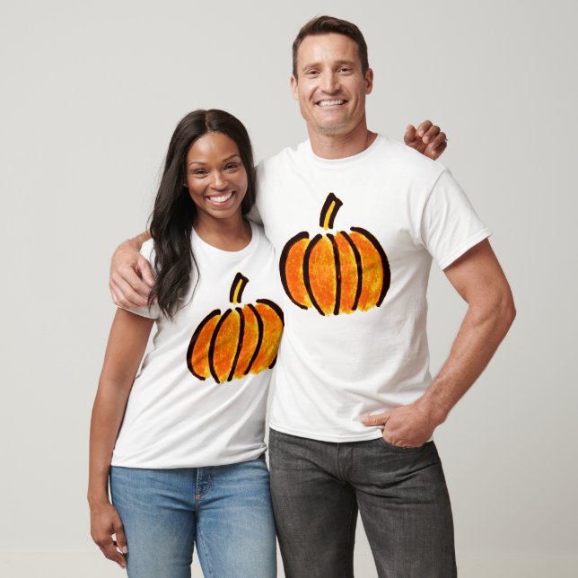 Camiseta Dibujo de lápiz de calabaza de Halloween, calabaza (Unisexo)