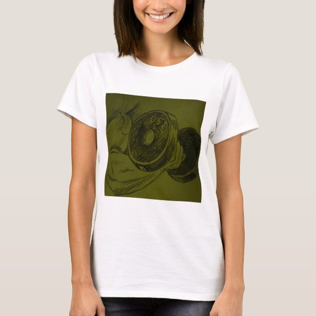 Camiseta Dibujo de lápiz de lápiz de fitness de edificio de (Anverso)