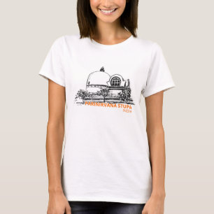 Camiseta Dibujo de línea con tinta negra del Stupa Parinirv