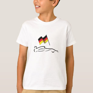 Camiseta Dibujo de línea de coche de carreras con bandera a