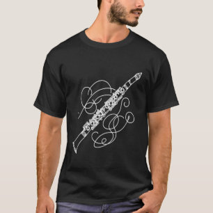 Camiseta Dibujo de línea de instrumento musical clarinete m