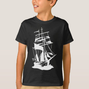 Camiseta Dibujo de línea de navegación en barco Océano Mar