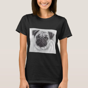 Camiseta Dibujo de línea de pug hipster